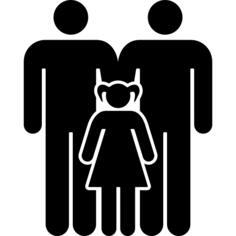 Familiar group of three persons two males with a daughter