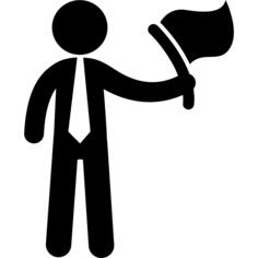 Businessman holding a triangular flag
