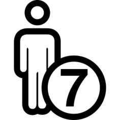 Seven persons or person number 7 symbol outline
