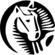 Horse cartoon drawing in a circle silhouette