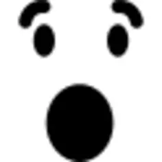 Surprised emoticon square face with open eyes and mouth