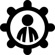 Businessman in a wheel symbol