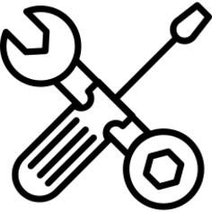 Wrench and bolt tool and screwdriver outline