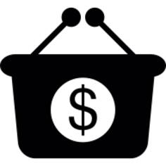 Shopping basket with dollars symbol