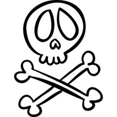 Halloween human skull and bones cross outlines