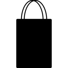 Shopping bag rectangular tall black silhouette with two thin handles