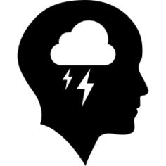 Bald head with cloud and storm