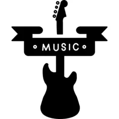 音乐横幅和吉他剪影