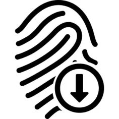 Fingerprint mark with down arrow