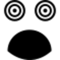 Surprised square face with eyes and mouth opened