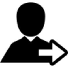 Man and right arrow symbol