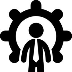 Businessman with big cogwheel
