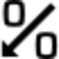 Money percentage symbol with down arrow slash