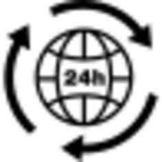 24 hours Earth grid symbol with arrows circle around