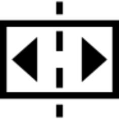 Two arrows in a rectangle divided by broken line