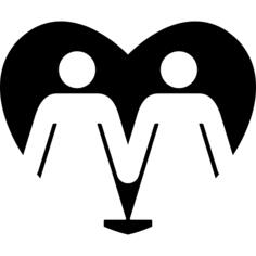 Familiar group of two women couple in a heart