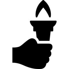 Hand holding up a torch