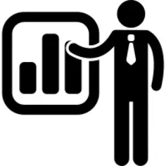 Business silhouette with chart