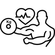 Gymnast with a dumbbell and heart shape with lifeline