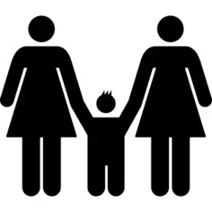 两个女人和一个孩子熟悉的组剪影