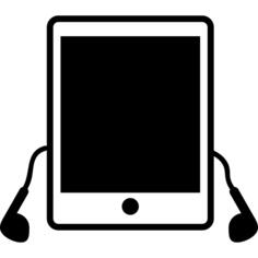 带耳机的iPad平板电脑