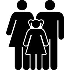 Mother father and daughter family group