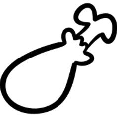 Chicken bone with meat outlined hand drawn food