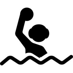 Waterpolo运动员剪影在水中