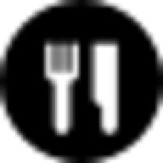 Restaurant cutlery interface symbol in a circle