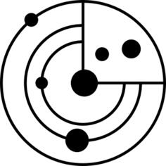Solar system model with small circles as planets