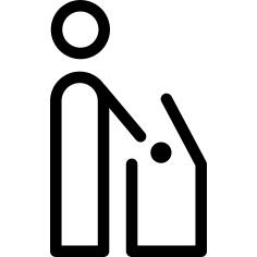 Man outline throwing at trash can