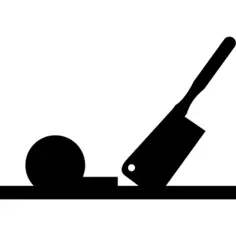 Cutting board side view silhouettes of tools