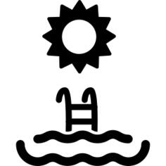 Swimming pool opened under sunlight