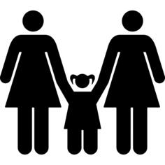 Familiar group of three persons two adult women and a daughter