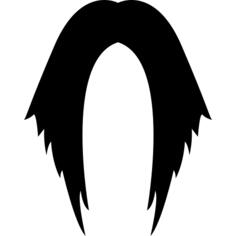 Long dark hair in points