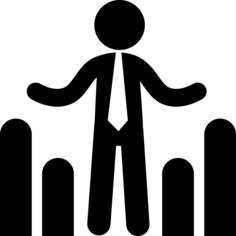 Businessman standing in stats graphic