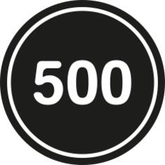 500 in a black circle with an outline