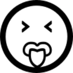 Emoticon square face with closed eyes and tongue out