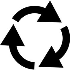 Triple circular arrows symbol