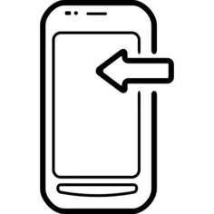 Mobile phone with an arrow sign on it pointing to left