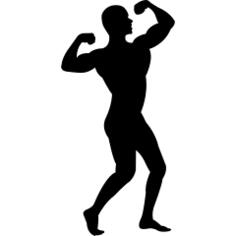 男人炫耀他的肌肉轮廓
