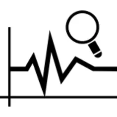 Magnifying glass on a line chart