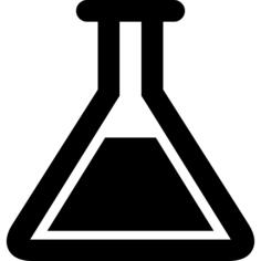 Flask glass container with liquid inside