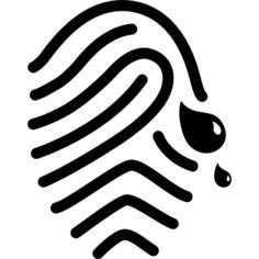 Fingerprint outline with blood droplet