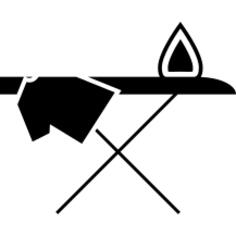 Ironing board with cloth and iron