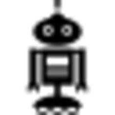 Robot standing over wheels with an antenna on the head