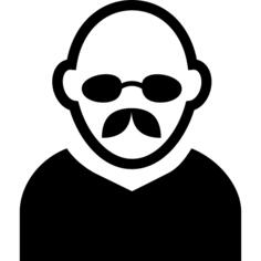 Man avatar with bald head, sunglasses and mustache