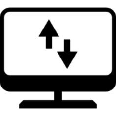 Computer screen with arrows up and down