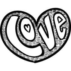 Heart with the word love