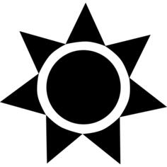 Sun black shape of a circle with triangles